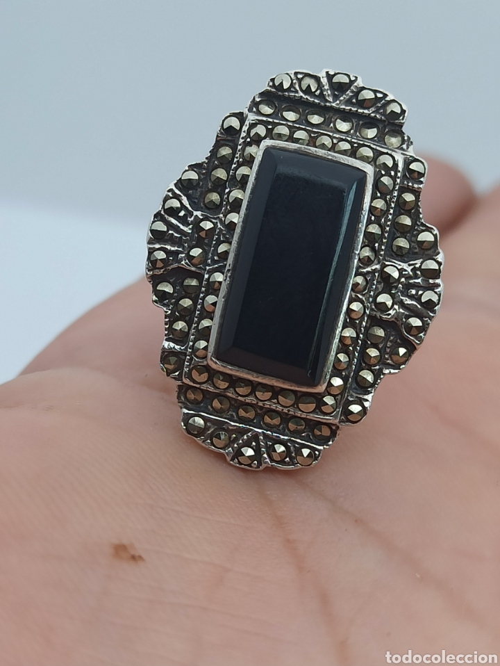 Joyeria: Antiguo anillo en plata de ley 925 , Onix y marquesinas - Foto 8