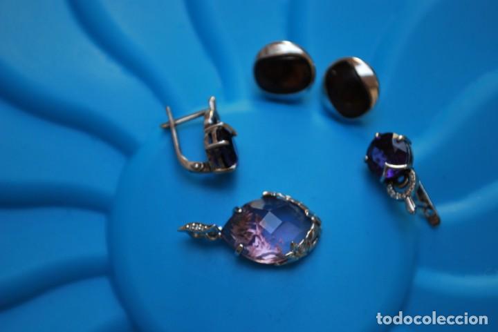 Gioielleria: Lote - Elegante collar y pendientes en plata de ley con piedras facetadas.