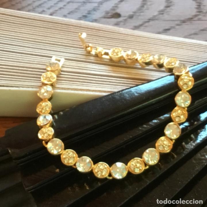 Joyeria: PULSERA RIVIERE CON CIRCONIOS. CHAPADA EN ORO. - Foto 3