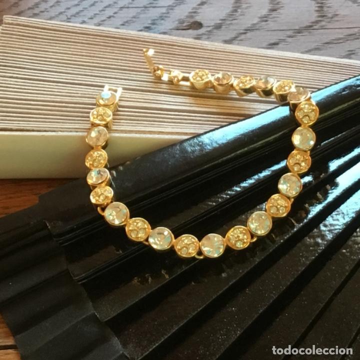 Joyeria: PULSERA RIVIERE CON CIRCONIOS. CHAPADA EN ORO. - Foto 4
