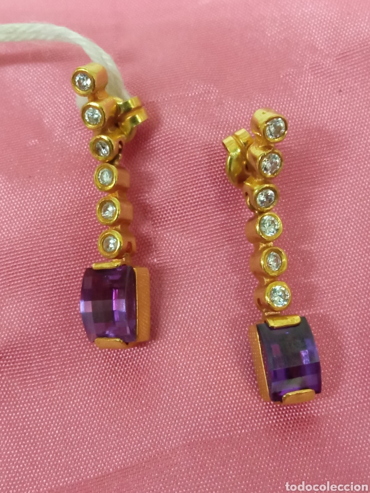 Joyeria: Pendientes oro y amatista y circonitas V - Foto 1