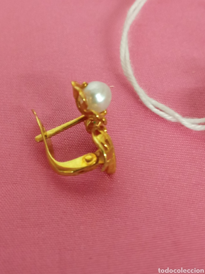 Joyeria: Pendientes de oro con perla esmeralda y circonitas V - Foto 3