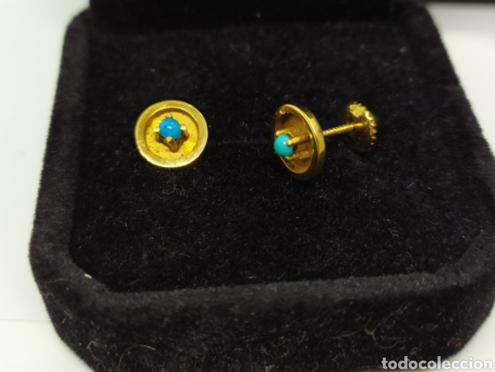 Joyeria: Pendientes de oro 18K y turquesa. - Foto 2