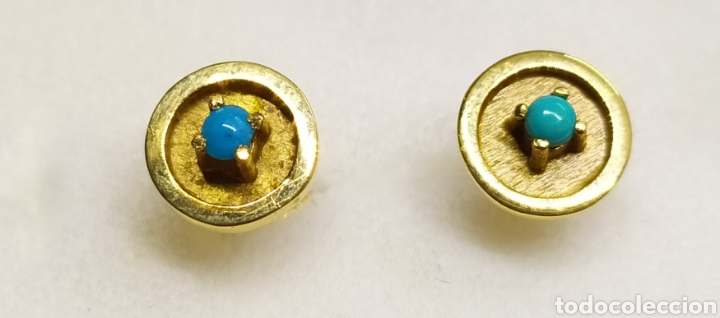 Joyeria: Pendientes de oro 18K y turquesa. - Foto 4