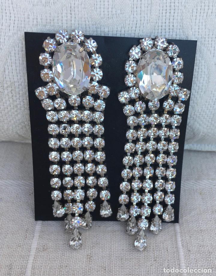Schmuck: Pendientes de strass de clip. Bisuter&iacute;a fina a&ntilde;os 80 a estrenar