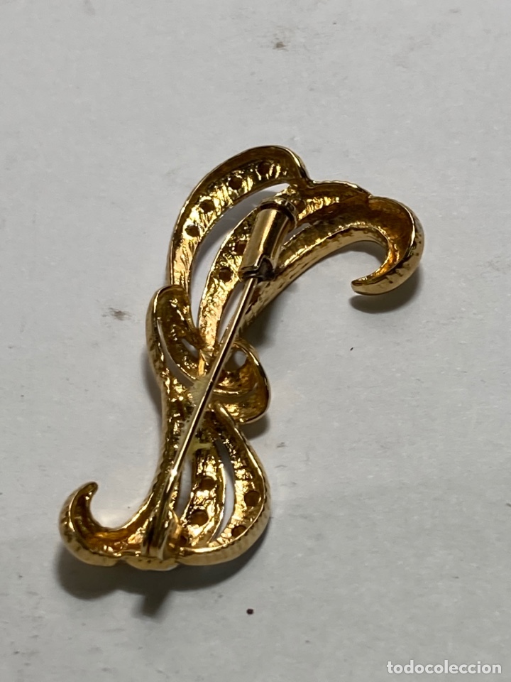 Joyeria: Broche antiguo chapado oro con rodio - Foto 2