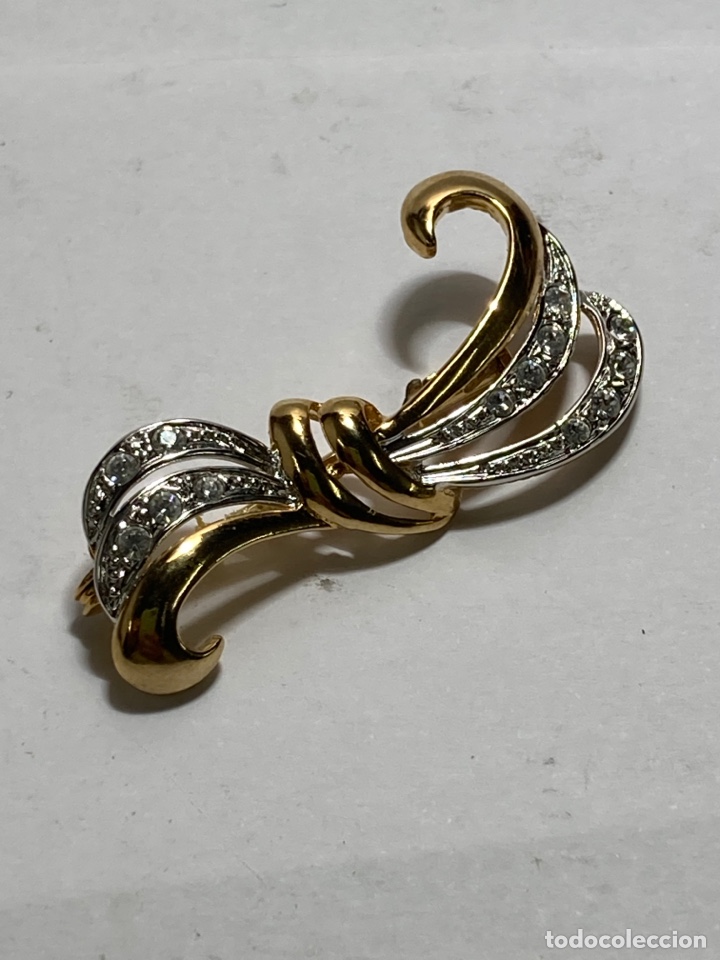 Joyeria: Broche antiguo chapado oro con rodio - Foto 1