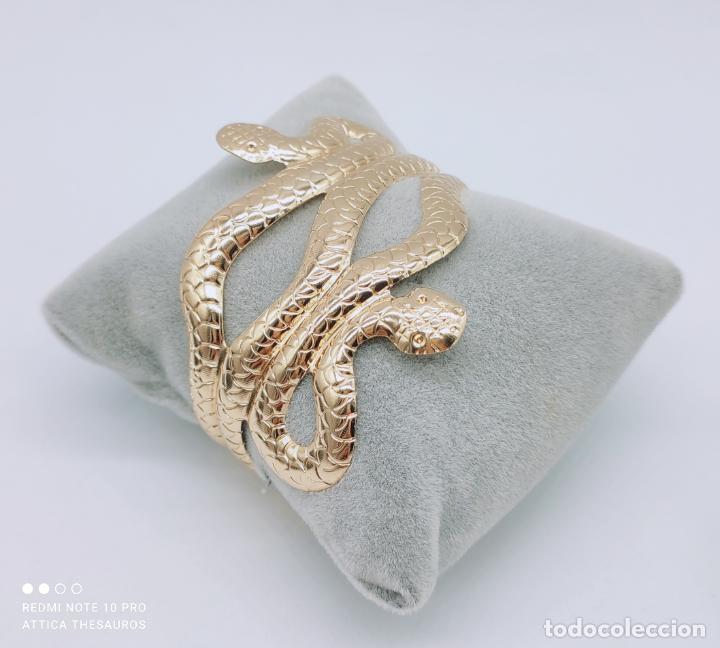 Joyeria: Brazalete de serpientes con ba&ntilde;o de oro . - Foto 4