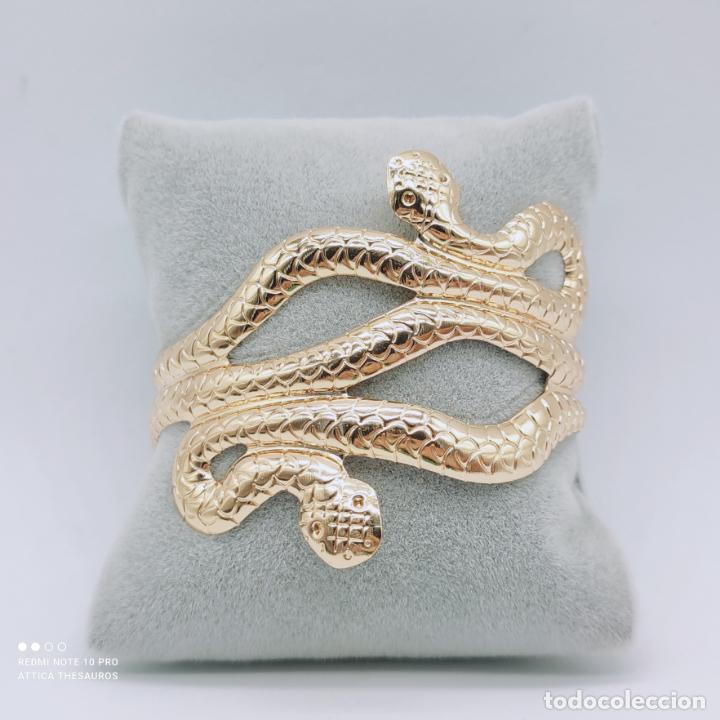 Joyeria: Brazalete de serpientes con ba&ntilde;o de oro . - Foto 5
