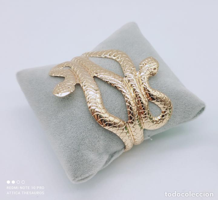 Joyeria: Brazalete de serpientes con ba&ntilde;o de oro . - Foto 6