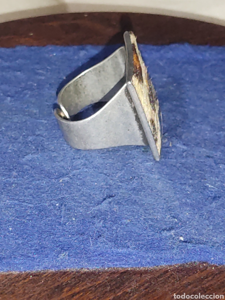 Joyeria: Gran Anillo de plata 925 con piel. - Foto 3