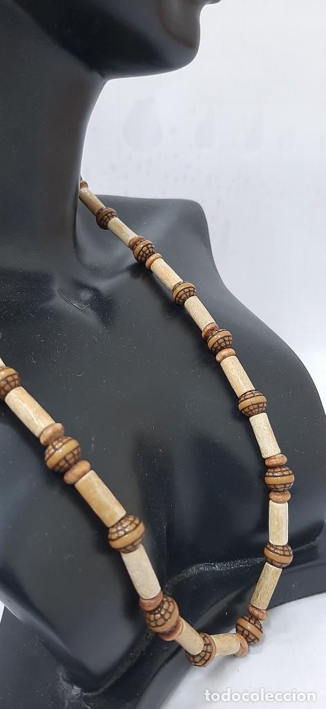 Joyeria: Collar de cuentas de madera vintage - Foto 2