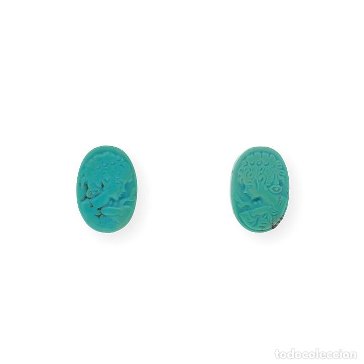 Joyeria: PENDIENTES DE ORO / CAMAFEO REALIZADO EN TURQUESA - Foto 1