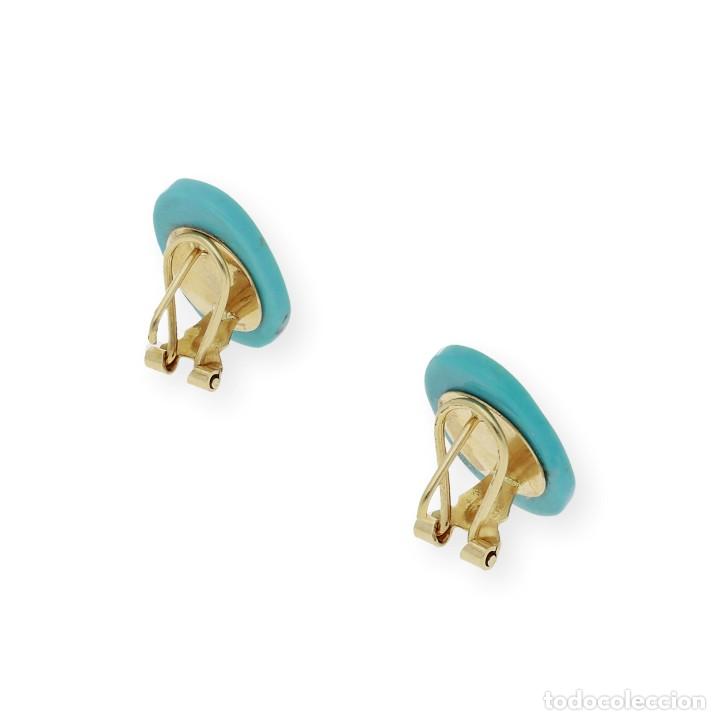 Joyeria: PENDIENTES DE ORO / CAMAFEO REALIZADO EN TURQUESA - Foto 3