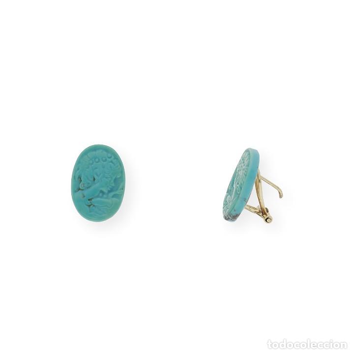 Joyeria: PENDIENTES DE ORO / CAMAFEO REALIZADO EN TURQUESA - Foto 4