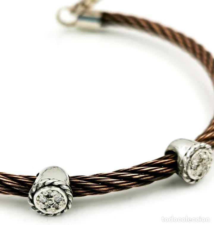 Joyeria: Pulsera r&iacute;gida de acero, plata y diamantes - Foto 1