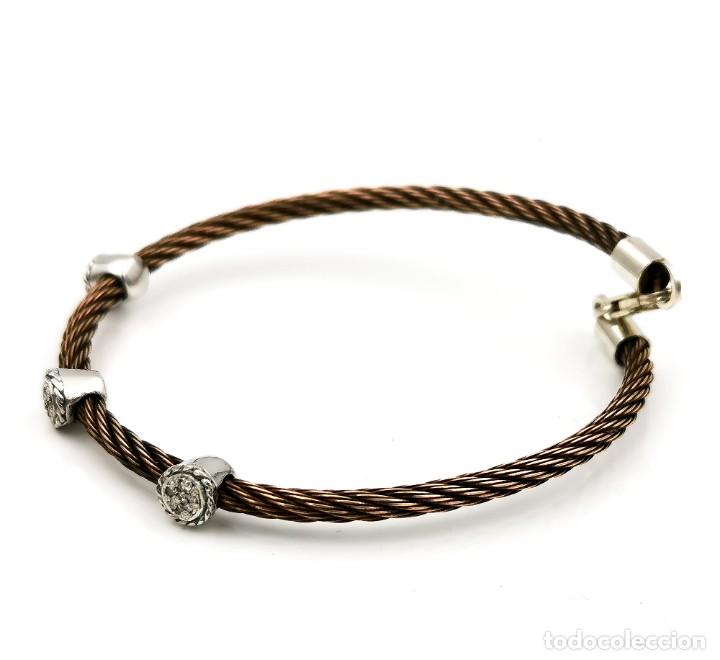 Joyeria: Pulsera r&iacute;gida de acero, plata y diamantes - Foto 3