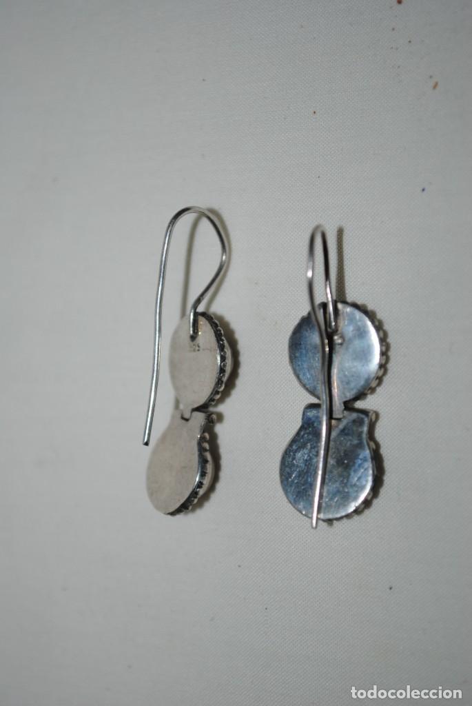 Joyeria: PAREJA DE PENDIENTES DE PLATA Y AGATAS - Foto 2