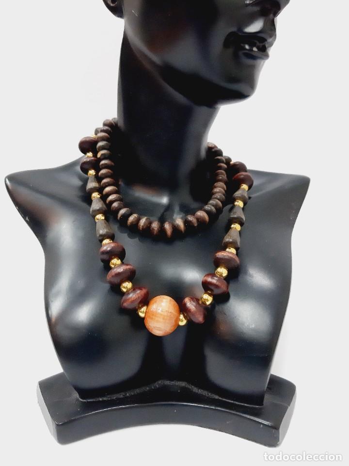 Joyeria: Collar de cuentas de madera vintage - Foto 1