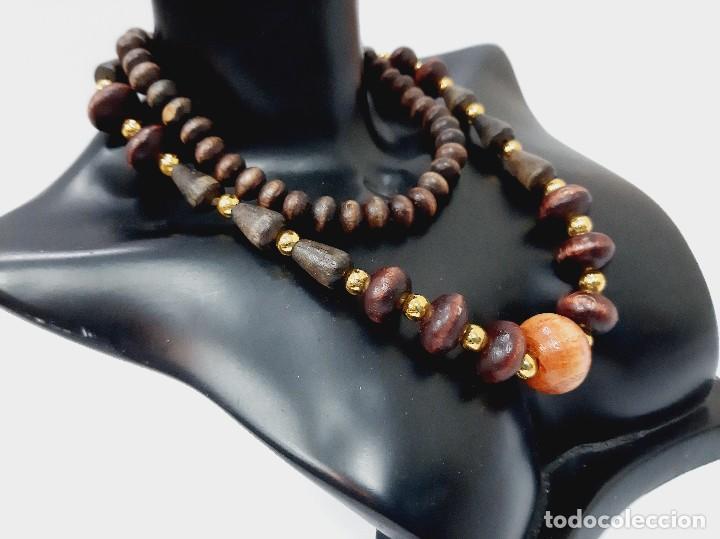 Joyeria: Collar de cuentas de madera vintage - Foto 2