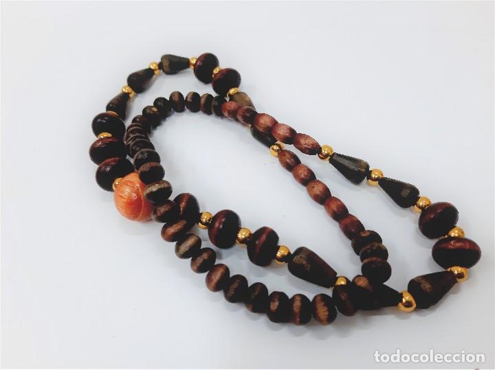 Joyeria: Collar de cuentas de madera vintage - Foto 3