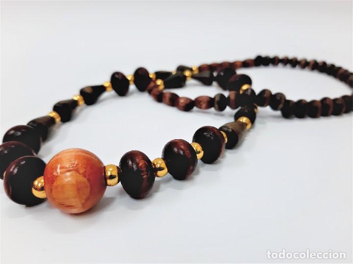 Joyeria: Collar de cuentas de madera vintage - Foto 4