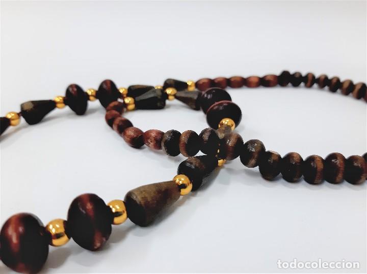 Joyeria: Collar de cuentas de madera vintage - Foto 5