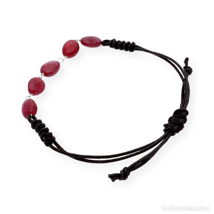 Joyeria: Pulsera macram&eacute;, oro blanco 18K con rub&iacute;es naturales - Foto 4