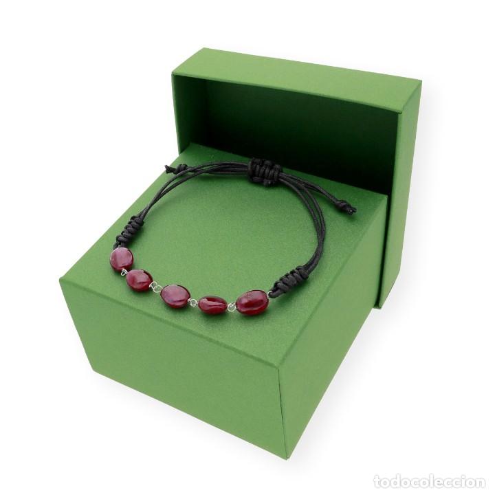 Joyeria: Pulsera macram&eacute;, oro blanco 18K con rub&iacute;es naturales - Foto 5