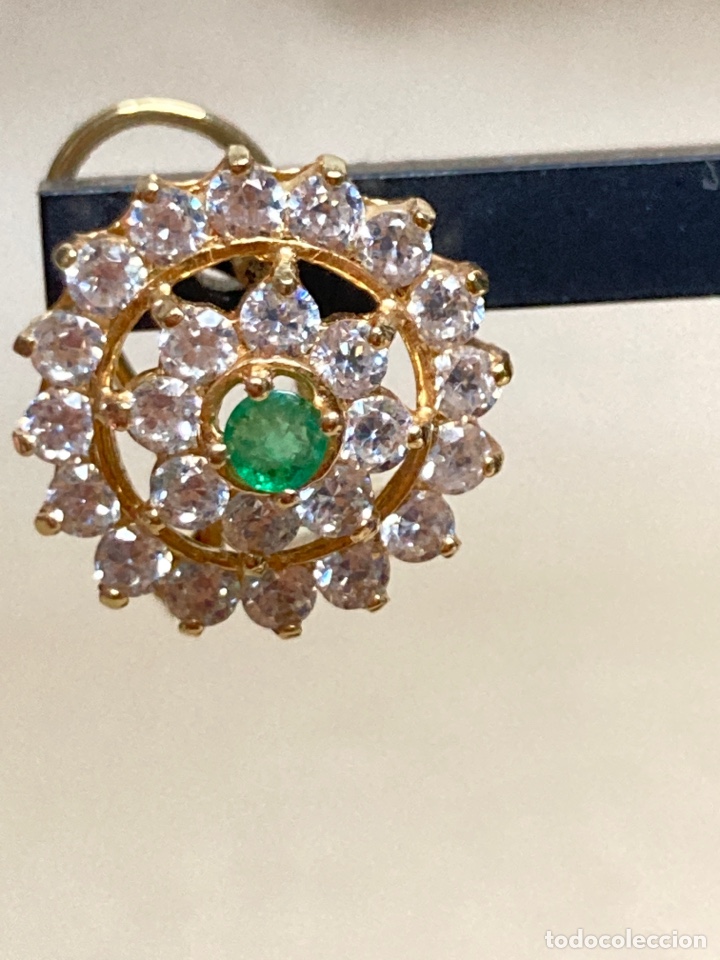 Joyeria: Pendientes oro de 18k olivina y circonitas /OM3 - Foto 2