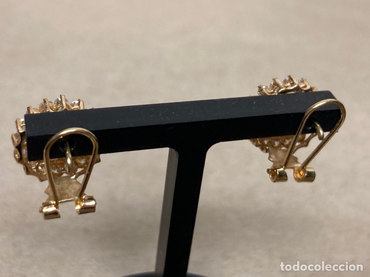 Joyeria: Pendientes oro de 18k olivina y circonitas /OM3 - Foto 4
