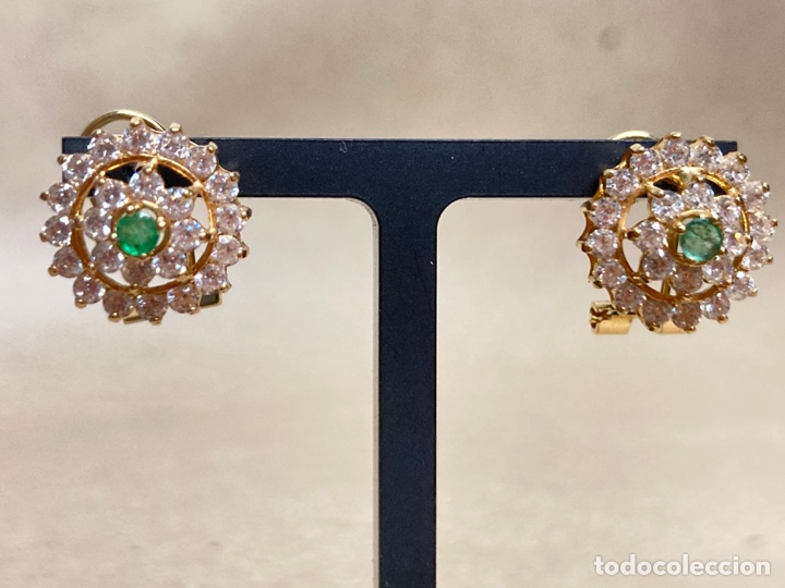 Joyeria: Pendientes oro de 18k olivina y circonitas /OM3 - Foto 5