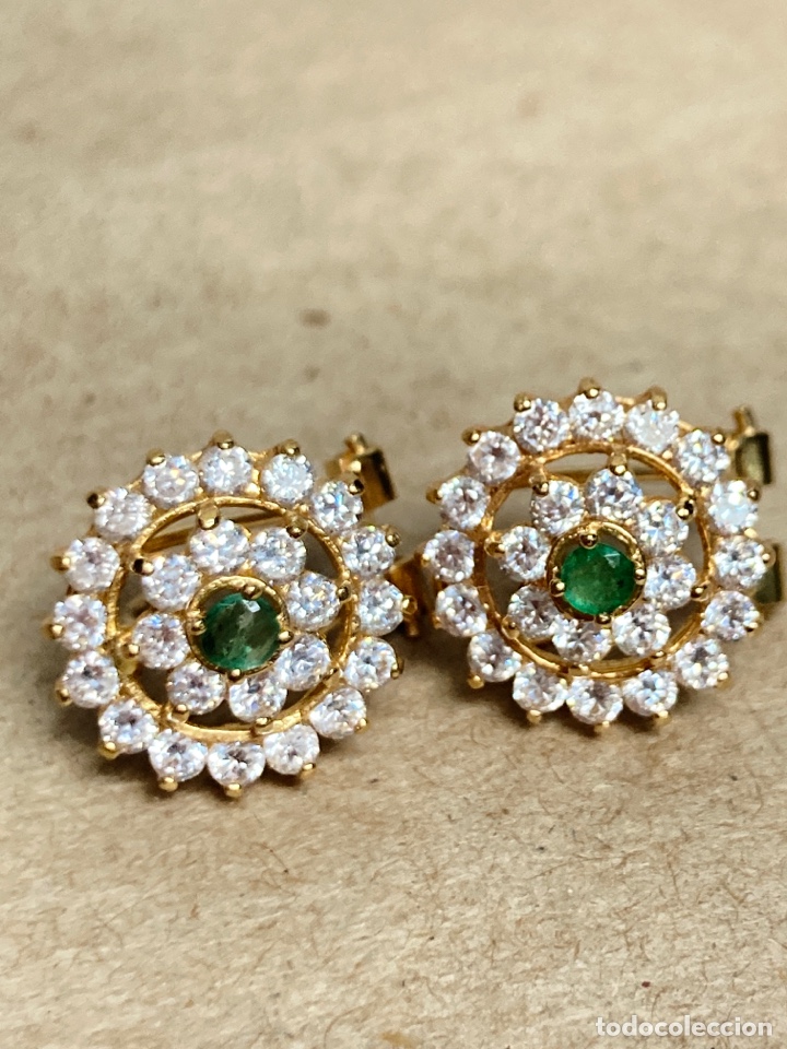 Joyeria: Pendientes oro de 18k olivina y circonitas /OM3 - Foto 8