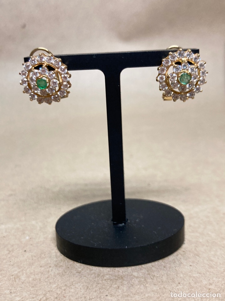 Joyeria: Pendientes oro de 18k olivina y circonitas /OM3