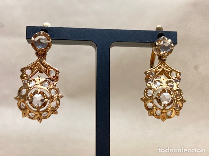 Joyeria: Pendientes Isabelinos de oro 18k y zafiros/ OM3