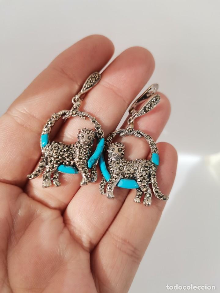 Joyeria: Pendientes en Plata de Ley, Turquesas y Marquesitas - Foto 2