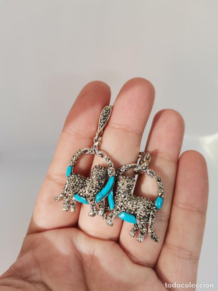 Joyeria: Pendientes en Plata de Ley, Turquesas y Marquesitas - Foto 4