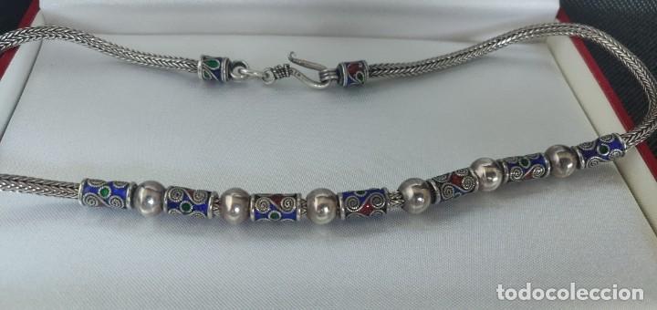 Joyeria: Collar antiguo hecho con técnica Cloisonne de plata de ley 925 - Foto 15 - 300431978
