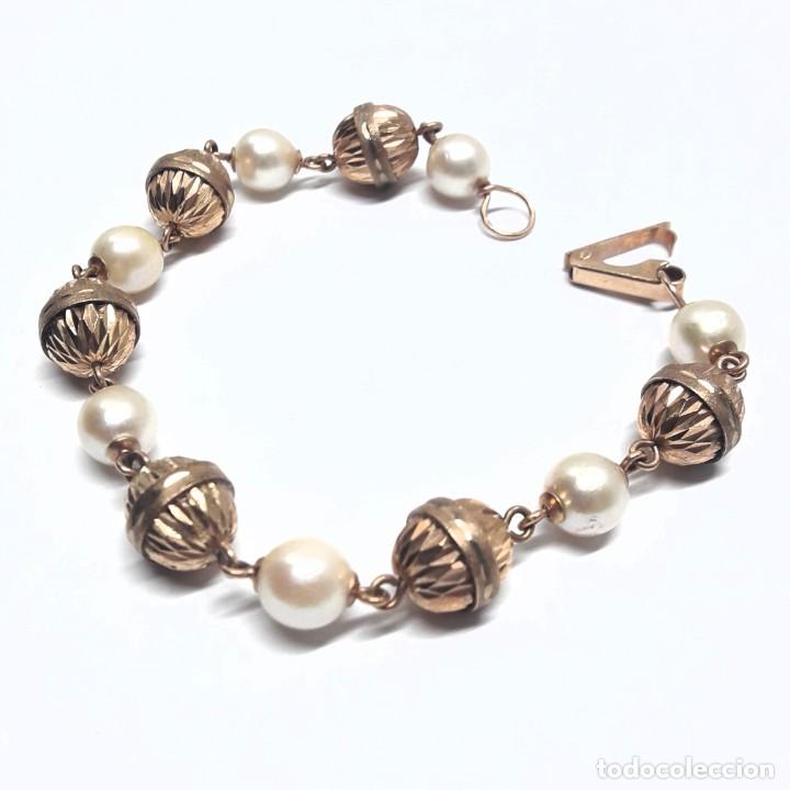 Joyeria: PULSERA DE ORO DE LEY Y PERLAS NUEVA A ESTRENAR - Foto 1