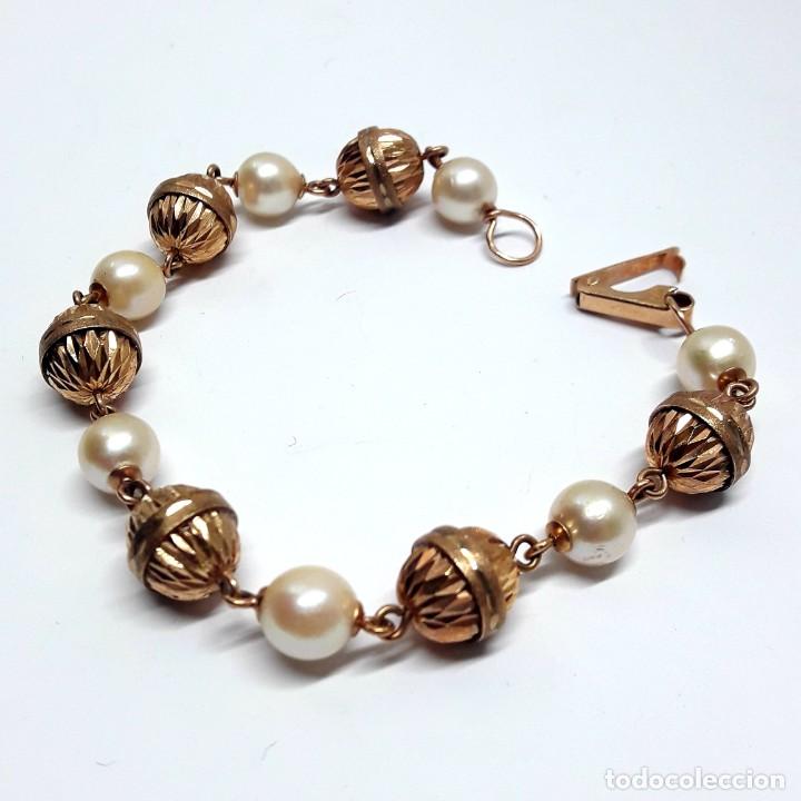 Joyeria: PULSERA DE ORO DE LEY Y PERLAS NUEVA A ESTRENAR - Foto 2
