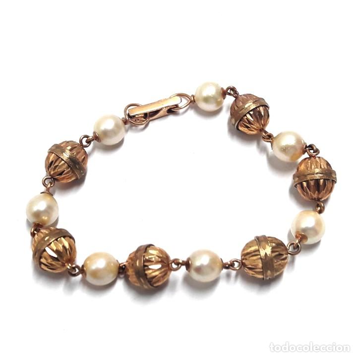 Joyeria: PULSERA DE ORO DE LEY Y PERLAS NUEVA A ESTRENAR - Foto 3