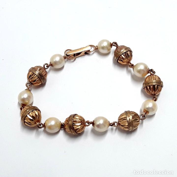 Joyeria: PULSERA DE ORO DE LEY Y PERLAS NUEVA A ESTRENAR - Foto 4