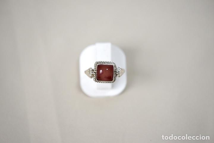 Joyeria: Anillo de plata de ley con granate cabuj&oacute;n - Talla 17 - Foto 2
