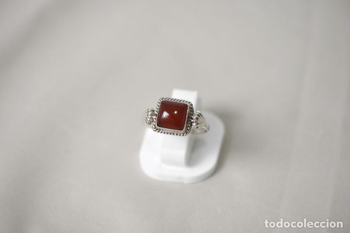 Joyeria: Anillo de plata de ley con granate cabuj&oacute;n - Talla 17 - Foto 3