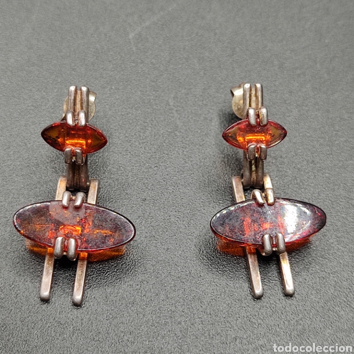 Joyeria: CONJUNTO CADENA + COLGANTE Y PENDIENTES. PLATA Y AMBAR. - Foto 3