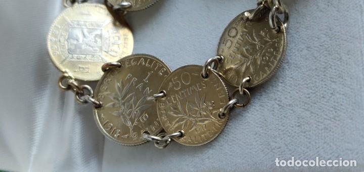 Joyeria: Pulsera vintage de monedas de plata de ley bañada en oro - Foto 31 - 300879163