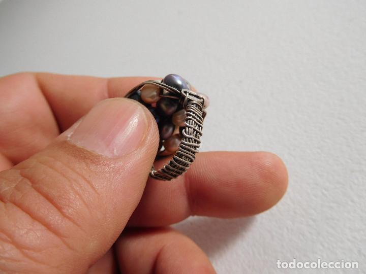 Joyeria: Anillo de plata 925 y perlas de varios tonos - Foto 3