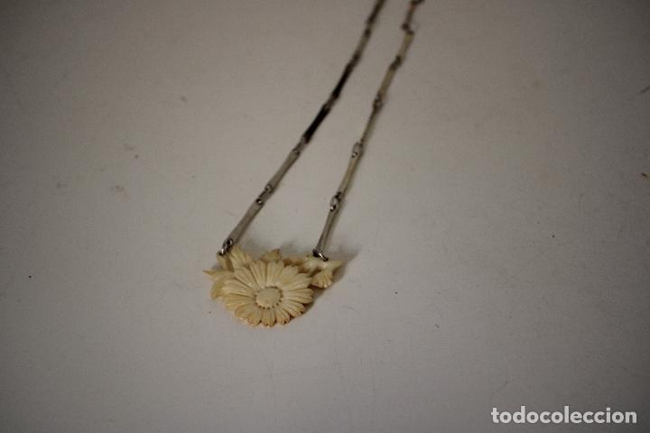 Joyeria: gargantilla flor de hueso y plata - Foto 2