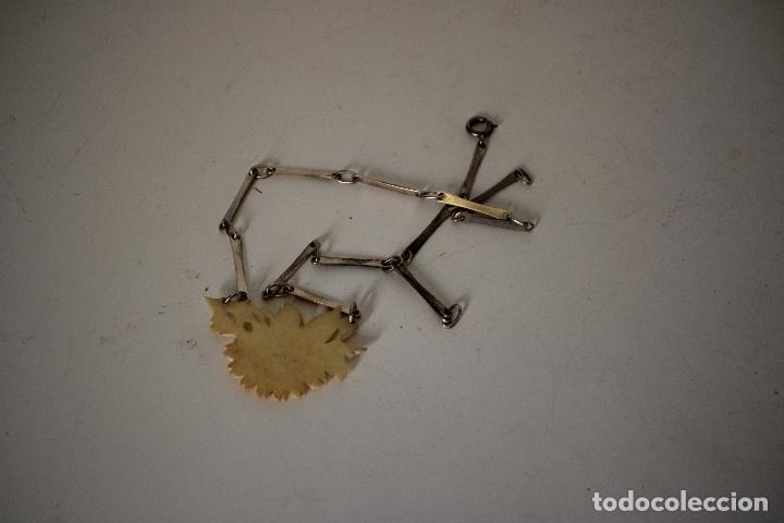 Joyeria: gargantilla flor de hueso y plata - Foto 3