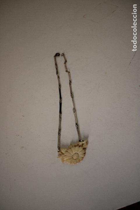 Joyeria: gargantilla flor de hueso y plata - Foto 1